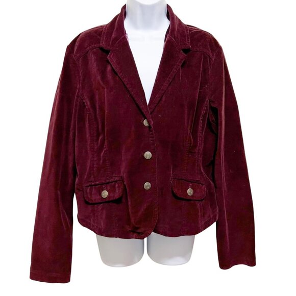 Vintage Aeropostale Burgundy Wine Red Velour Unlined Blazer Jacket Size XL - Picture 1 of 4